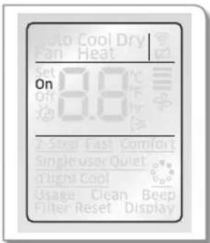 Auto Cool Dry Fan Heat On 8.8 2 Stop Fast Comfort Single user Quiet Light Cool Usage Clean Beep Filter Reset Display