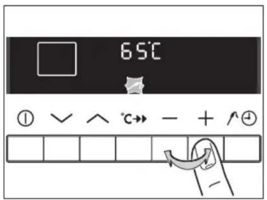 65°C ① √ ∧ °C→ - + ↑②