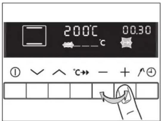 200°C 00.30 ① √ ∧ °C→ - + ^ ⊙