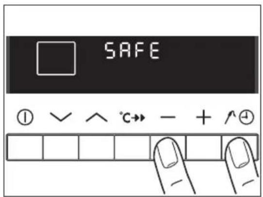 SAFE ① √ ∧ °C→ - + ^②