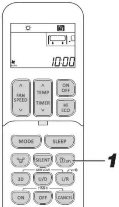 10:00 FAN SPEED TEMP TIMER ON OFF HI ECO MODE SLEEP SILENT AIRFLOW 3D U/D L/R TIMER ON OFF CANCEL 1