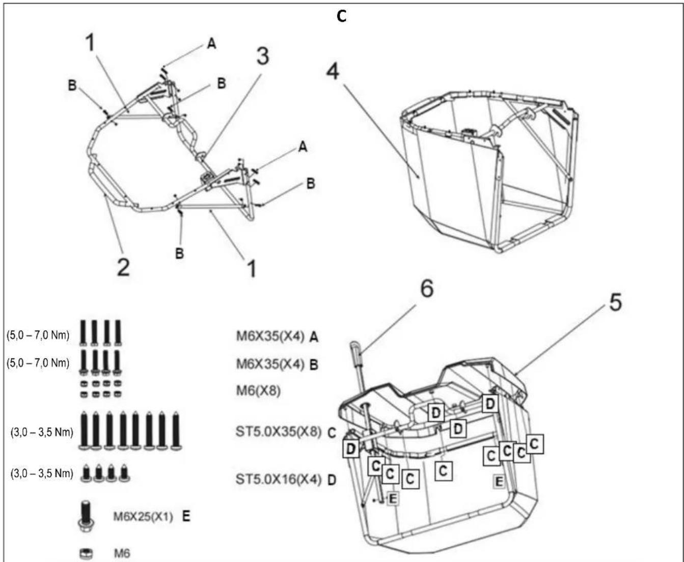 (5,0 - 7,0 Nm) (5,0 - 7,0 Nm) (3,0 - 3,5 Nm) (3,0 - 3,5 Nm) M6X25(X1) E M6 C 4 6 5 M6X35(X4) A M6X35(X4) B M6(X8) ST5.0X35(X8) C ST5.0X16(X4) D D C C C C C C C E D D C C C C M6X35(X4) A M6X35(X4) B M6(X8) C C C C C C C C M6X25(X1) E M6