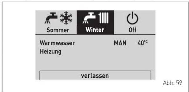 Sommer Winter Off Warmwasser Heizung MAN 40°C verlassen Abb. 59