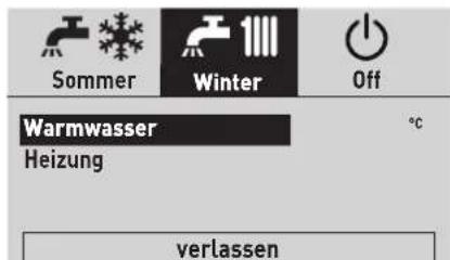 Sommer Winter Off Warmwasser Heizung °C verlassen
