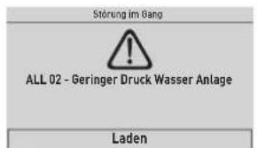 Störung im Gang ALL 02 - Geringer Druck Wasser Anlage Laden