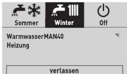 Sommer Winter Off WarmwasserMAN40 Heizung °C verlassen