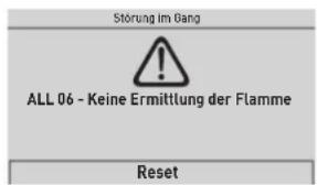 Störung Im Gang ALL 06 - Keine Ermittlung der Flamme Reset