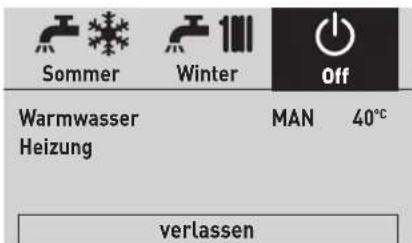 Sommer Winter Off Warmwasser Heizung MAN 40°C verlassen