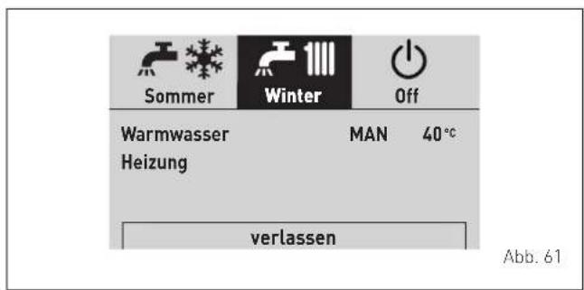 Sommer Winter Off Warmwasser Heizung MAN 40°C verlassen Abb. 61