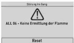 Störung im Gang ALL 06 - Keine Ermittlung der Flamme Reset