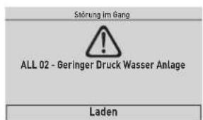 Störung im Gang ALL 02 - Geringer Druck Wasser Anlage Laden