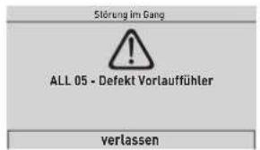 Störung im Gang ALL 05 - Defekt Vortlauffühler verlassen