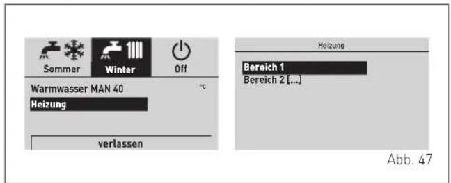 Sommer Winter Off Warmwasser MAN 40 Heizung verlassen Heizung Bereich 1 Bereich 2 [...] Abb. 47