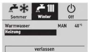 Sommer Winter Off Warmwasser Heizung MAN 40°C verlassen