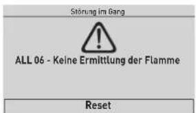 Störung im Gang ALL 06 - Keine Ermittlung der Flamme Reset