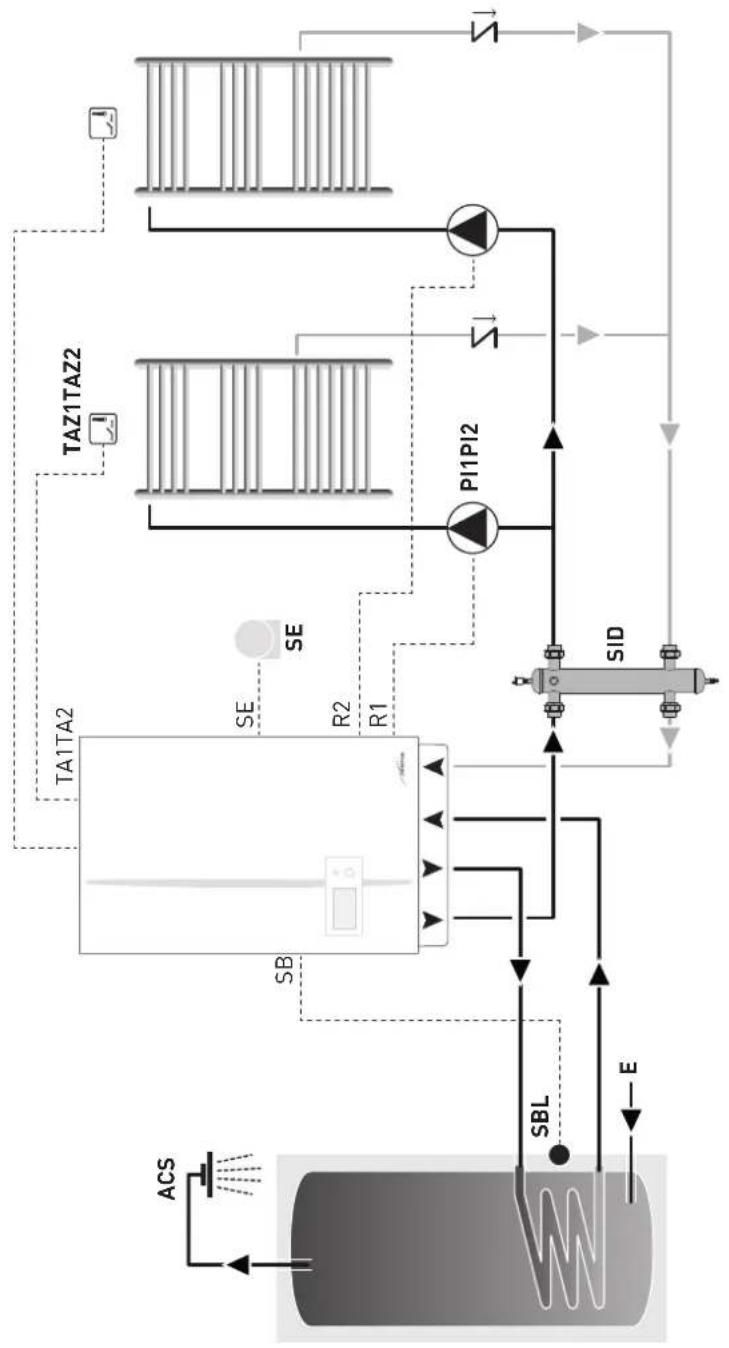 SIME Murelle HM Plus T - Schaltpläne der Anlagenlösungen mit Zonen-Raumthermostat - 1