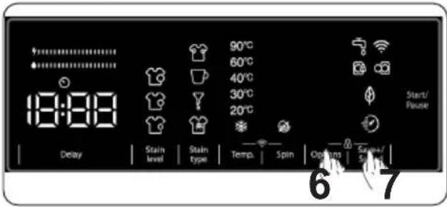 18:08 Delay Stain level Stain type 90°C 60°C 40°C 30°C 20°C Start/Pause Temp. Spin Options Save/ Stop 6 7