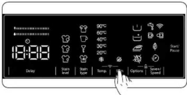 18:00 Delay Stain level Stain type 90°C 60°C 40°C 30°C 20°C Temp. Spin Options Swept/ Speed Start/ Pause