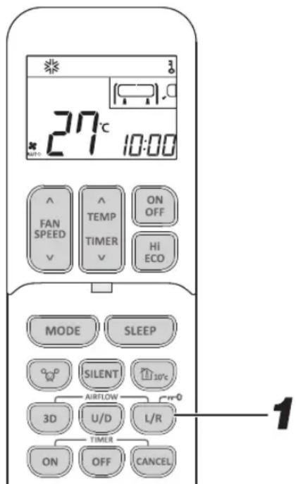 27°C 10:00 FAN SPEED TEMP TIMER ON OFF HI ECO MODE SLEEP SILENT AIRFLOW 3D U/D L/R TIMER ON OFF CANCEL 1