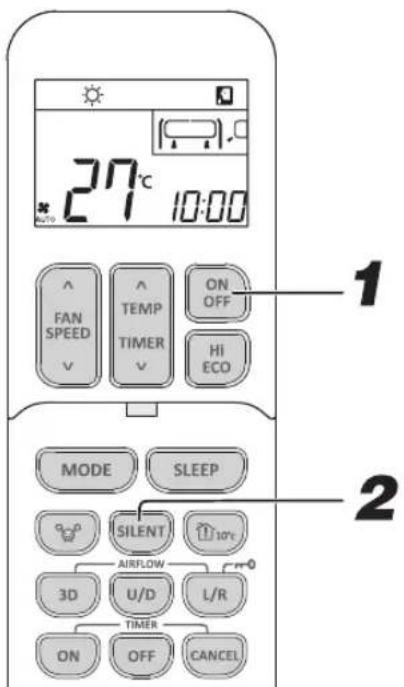 27°C 10:00 FAN SPEED TEMP TIMER ON OFF HI ECO MODE SLEEP SILENT AIRFLOW 3D U/D L/R ON OFF CANCEL