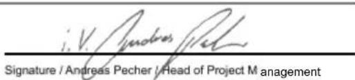 i. V. Andrew Pecher Signature / Andreas Pecher / Head of Project Management