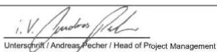 i. V. Andres Pech Unterschrift / Andreas Pecher / Head of Project Management