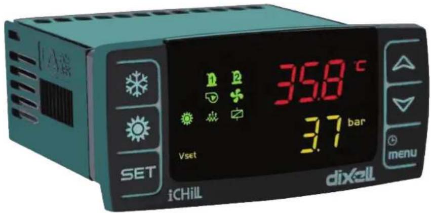 iAS SET Vset 35.8 °C 3.7 bar iCHill dixell menu