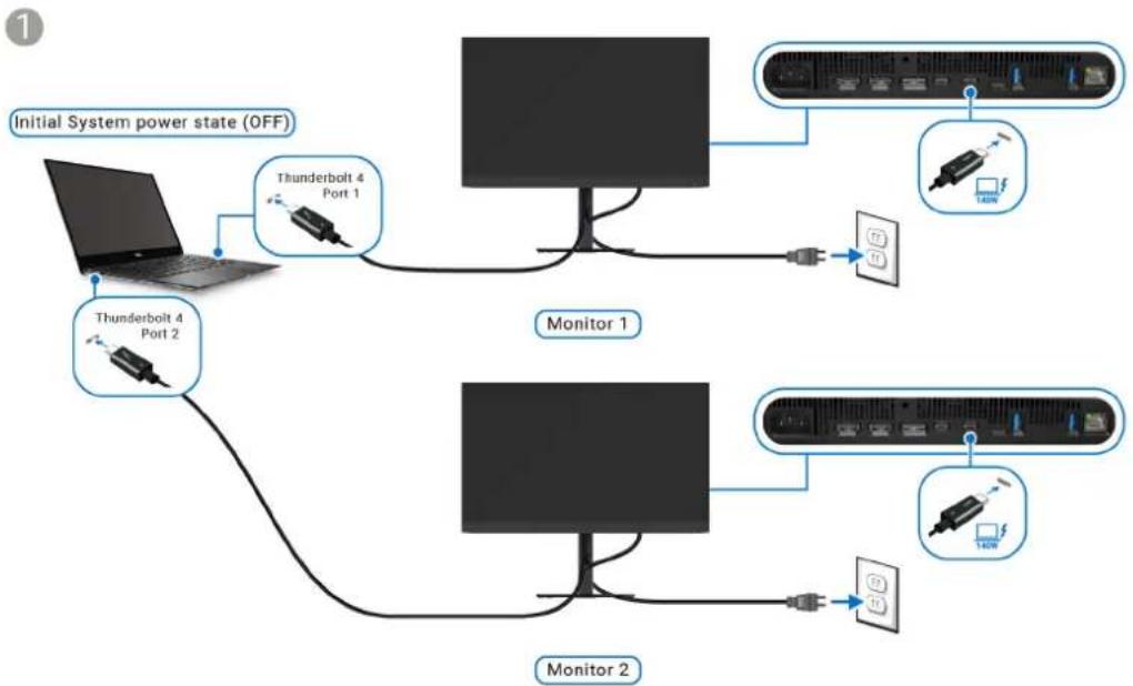 DELL U3226Q - Anschluss des Monitors für Thunderbolt 4 im DPBS Modus - 3