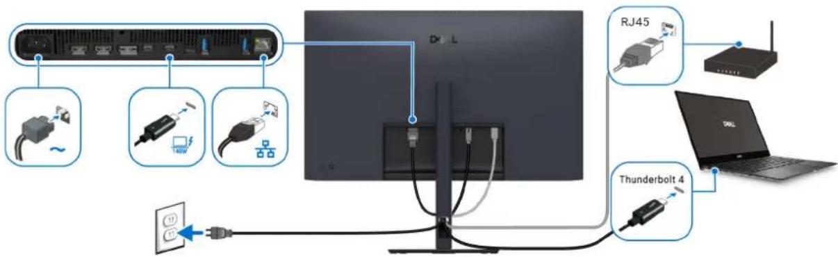 DELL U3226Q - Anschluss des Monitors für RJ45 Kabel (optional) - 1