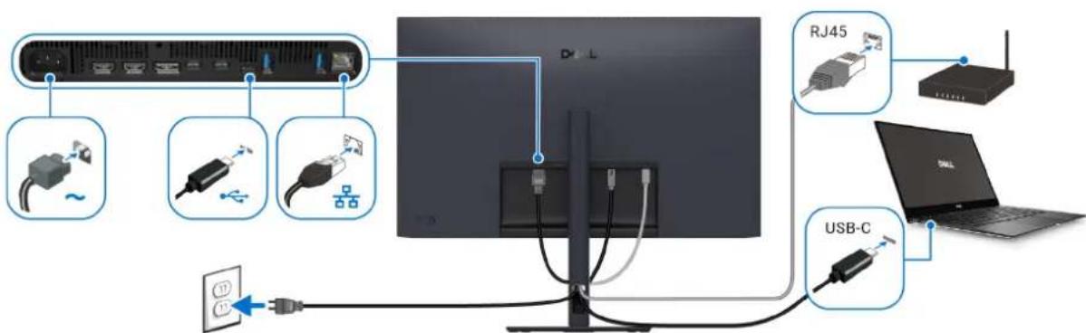 DELL U3226Q - Anschluss des Monitors für RJ45 Kabel (optional) - 3