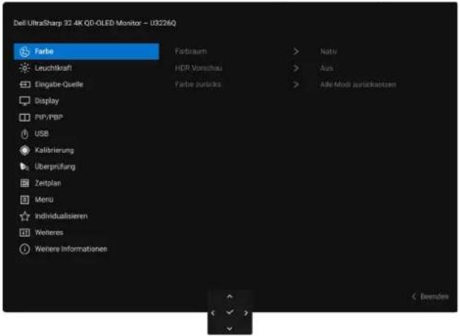 DELL U3226Q - Zugriff auf das Menüsystem - 2