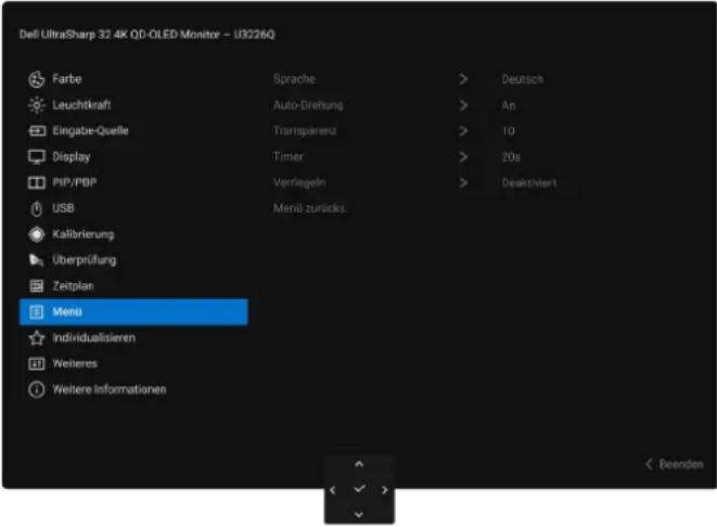 DELL U3226Q - Zugriff auf das Menüsystem - 22