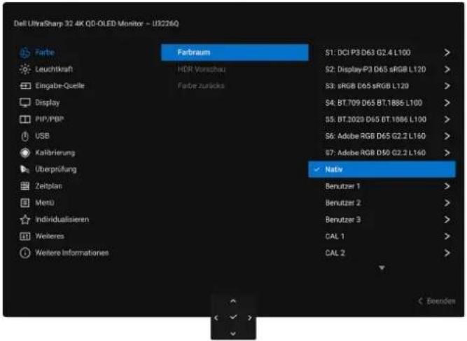 DELL U3226Q - Zugriff auf das Menüsystem - 3