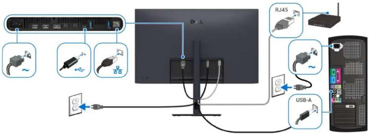 DELL U3226Q - Anschluss des Monitors für RJ45 Kabel (optional) - 2