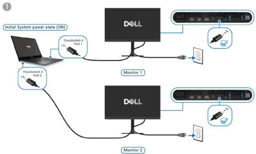 DELL U3226Q - Anschluss des Monitors für Thunderbolt 4 im DPBS Modus - 1