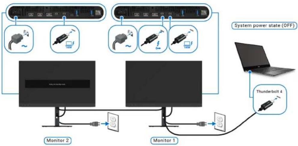 DELL U3226Q - Anschluss des Monitors für die Thunderbolt Daisy-Chain Funktion im DPBS Modus - 2