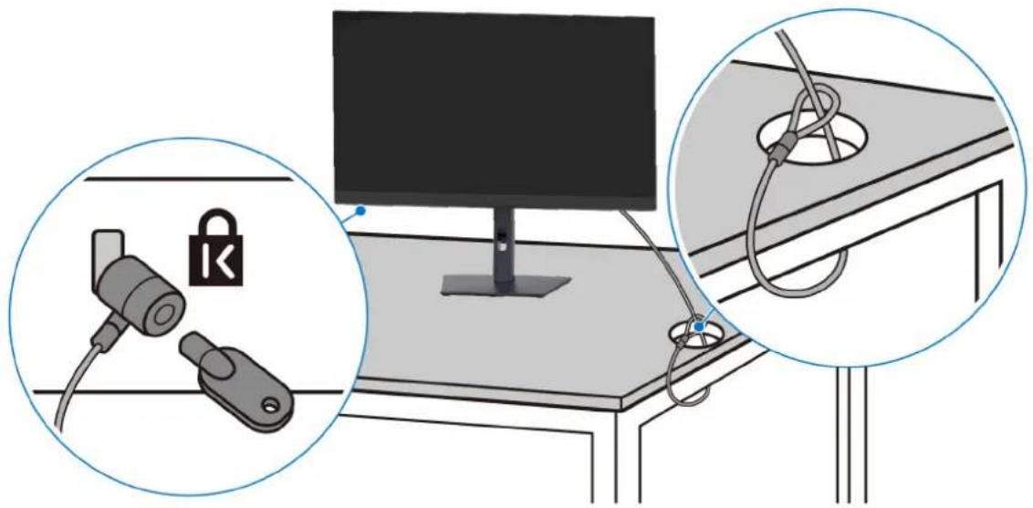 DELL U3226Q - Befestigung Ihres Monitors mit dem Schlitz für das Sicherheitsschloss (optional) - 1