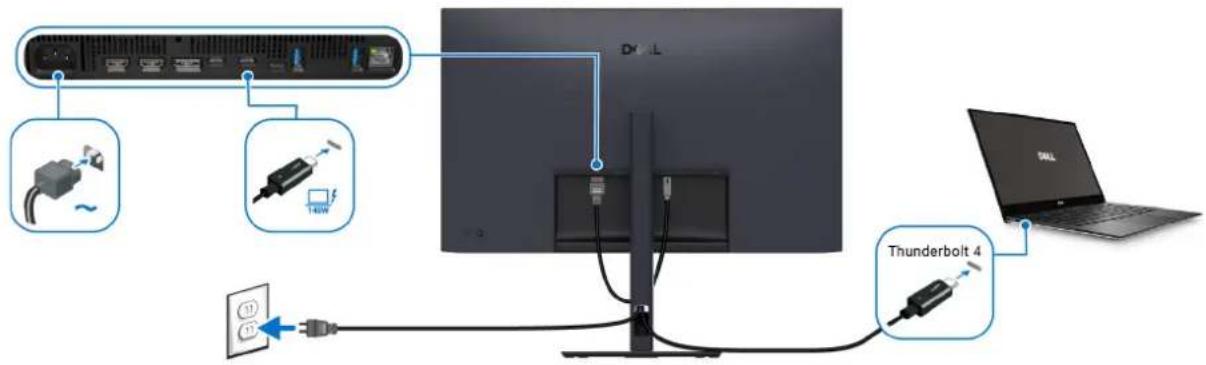 DELL U3226Q - Anschluss des Thunderbolt 4 Aktiv- und Netzkabels - 1