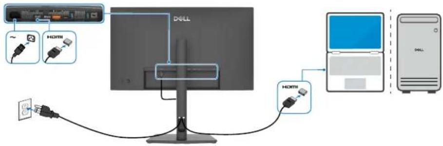 DELL P2426E - Anschließen des HDMI-Kabels (Optional) - 1