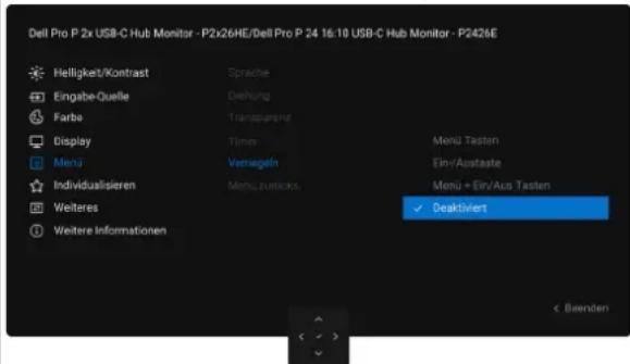 DELL P2426E - Verwendung des Bildschirmmenüs (OSD) - 9