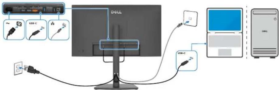 DELL P2426E - Anschluss des Monitors über RJ45-Kabel (optional) - 1