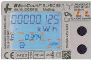 EcoCount* SL+SC 85 Art. Nr. 03505918 Modbus 00000.125 kWh E 0.374 kWh M23 DE-M 238