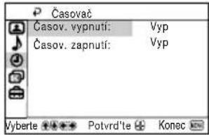 Časovač Časov. vypnutí: Vyp Časov. zapnutí: Vyp