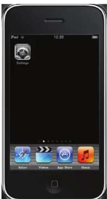 iPod 12:20 Settings Safari Videos App Store Music
