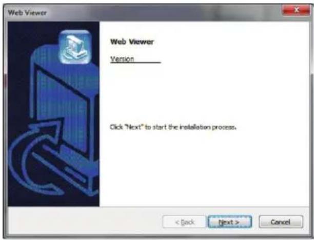 Web Viewer Web Viewer Version ____ Click "Next" to start the installation process. < Back Next > Cancel