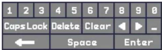 1 2 3 4 5 6 7 8 9 0 Caps Lock Delete Clear ← Space Enter