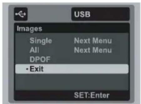 USB Images Single Next Menu All Next Menu DPOF • Exit SET:Enter