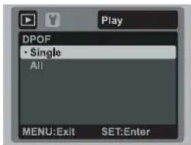 Play DPOF • Single All MENU:Exit SET:Enter