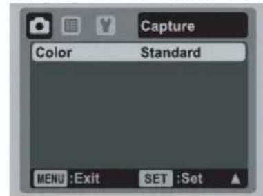 Capture Color Standard MENU :Exit SET :Set