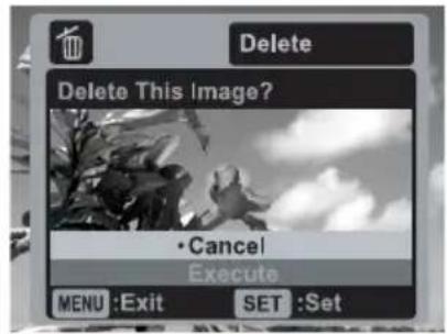 Delete Delete This Image? • Cancel Execute MENU :Exit SET :Set